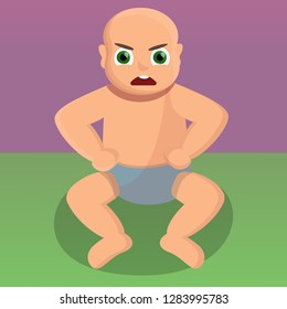 Angry baby without pacifier concept background. Cartoon illustration of angry baby without pacifier vector concept background for web design