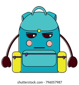angry backpack school supplies  kawaii icon image 