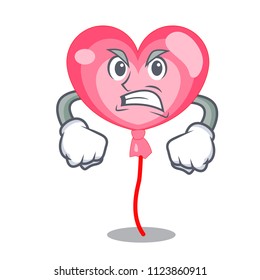 Angry ballon heart mascot cartoon