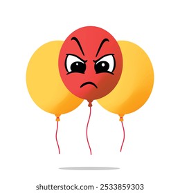 angry balloon mascot illustrations character design. new year, anniversary birthday and celebration concept. decorations and event themes