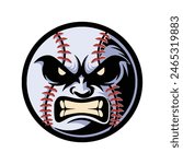Angry baseball ball vector illustration
