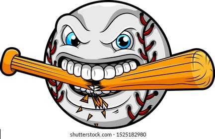 Angry baseball breaks a baseball bat