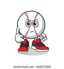 angry baseball with punch mascot vector cartoon illustration