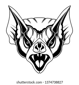 Angry Bat head vector illustration