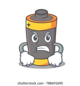 Angry battery mascot cartoon style