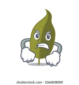 Angry bay leaf mascot cartoon