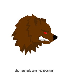 Angry bear. aggressive Grizzlies with grin. Wild beast growls. Scary ferocious animals of  forest
