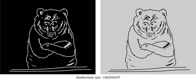 angry bear black and white