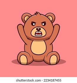 angry bear cartoon vector icon illustration. Animal icon concept isolated vector. Flat cartoon style