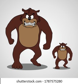 Angry bear character illustration vector
