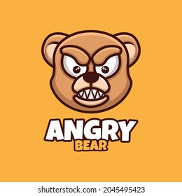 Angry Bear Creative Cartoon Logo Illustration Design