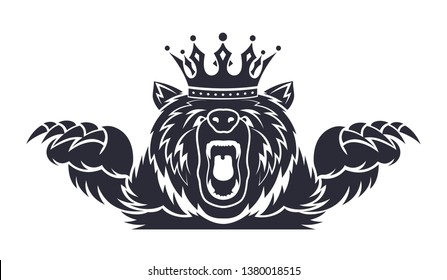 angry bear with a crown on his head