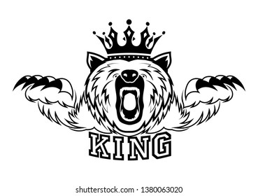 angry bear with a crown on his head