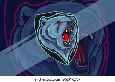 angry bear esport and sport mascot logo design in modern illustration concept