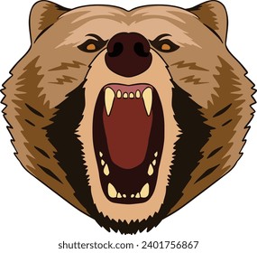 Angry Bear Face Illustration Logo