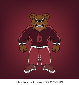 Angry Bear Face Illustration Mascot Logo