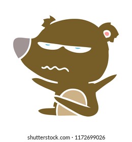 caricatura de color plano de oso enojado