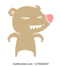 angry bear flat color style cartoon