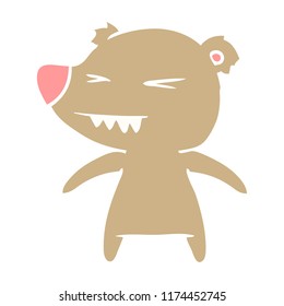 angry bear flat color style cartoon