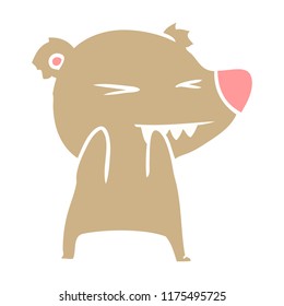 angry bear flat color style cartoon