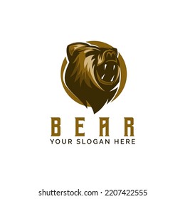 Angry bear grissly vector illustration logo design template