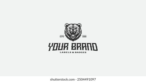 Angry bear grizzly logo illustration