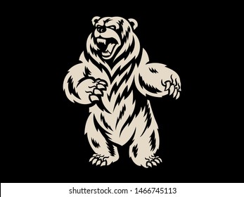 Angry bear grizzly vector illustration, t-shirt print graphics