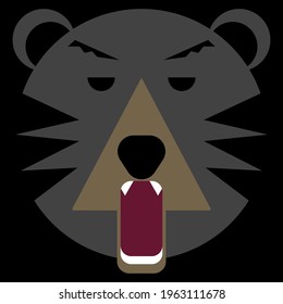 Angry Bear Head Emoticon Vector Illustration for Stickers and Logo Design