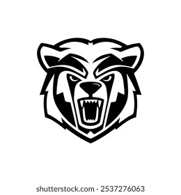 Angry bear head. Grizzly Bear Mascot Head. Design element for logo, label, sign, badge.