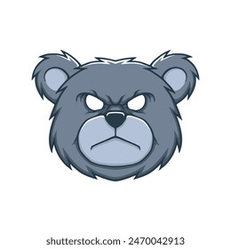 Angry bear head illustration. Bear logo emblem vector. Isolated on white background.