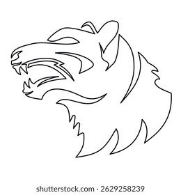 Angry bear head line art isolated on white background