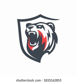 Angry BEAR Head Logo, Sign, Vector Design Illustration
