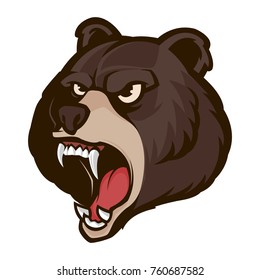 Angry Bear Head Mascot