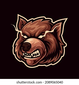 angry bear head mascot character illustration