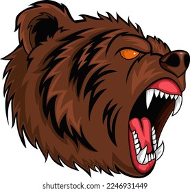 Angry bear head mascot character