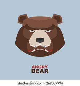 Angry bear head mascot. grizzly noodle logo for Hockey Club
