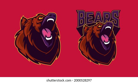 Angry Bear Head Mascot Illustration. Perfect for Logo, Sticker, Badge, Esport, and Symbol.