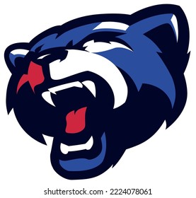 Angry Bear head mascot illustration vector drawing