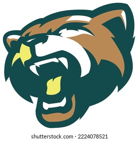 Angry Bear head mascot illustration vector drawing