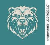 Angry bear head mascot logo, vector illustration design concept.