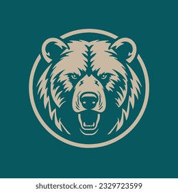 Angry bear head mascot logo, vector illustration design concept.