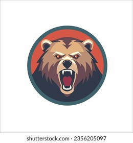Angry Bear Head Mascot Logo, Esports Logo Vector Illustration Design Concept.