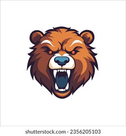 Angry Bear Head Mascot Logo, Esports Logo Vector Illustration Design Concept.