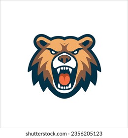 Angry Bear Head Mascot Logo, Esports Logo Vector Illustration Design Concept.
