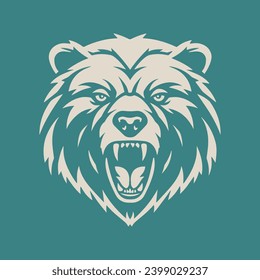 Logo de la mascota de la cabeza del oso enojado, concepto de diseño de ilustración vectorial.