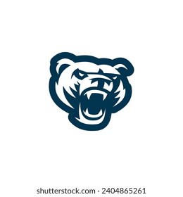 Angry bear head mascot logo, vector illustration design concept.	
