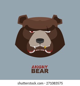 Angry bear head mascot. Bear head logo for Hockey Club