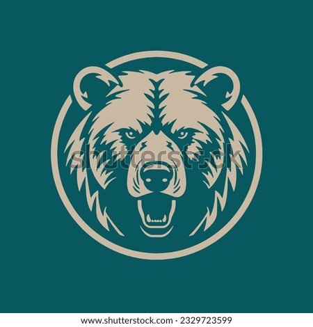 Angry bear head mascot logo, vector illustration design concept.