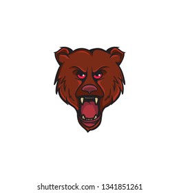 angry bear head mascot vector on a white background