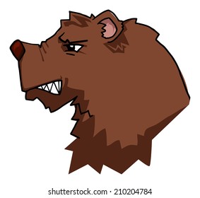 Angry bear , head mascot, vector illustration